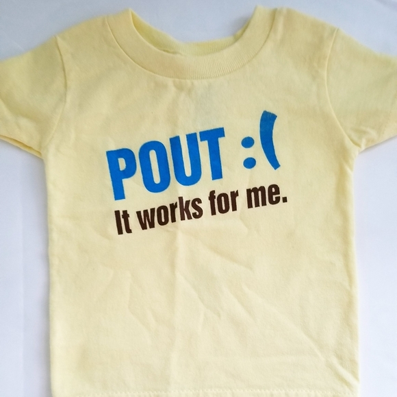 3/$25 Rabbit Skins T-Shirt Graphic Letter Tee "Pout -  It works for me" Size 6M - Picture 3 of 9